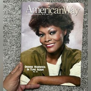 American Way Vintage Magazine Dionne Warwick Apr. 30-May 13, 1985